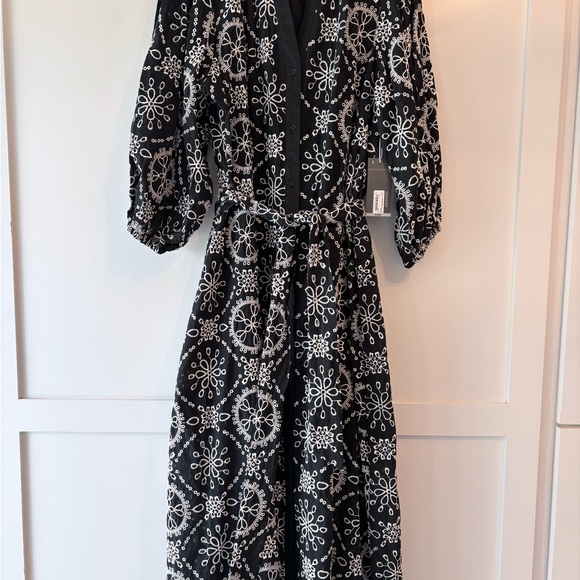 NWT Women’s Size L Worthington Black & White Embroidered Midi Shirtdress - Picture 3 of 12